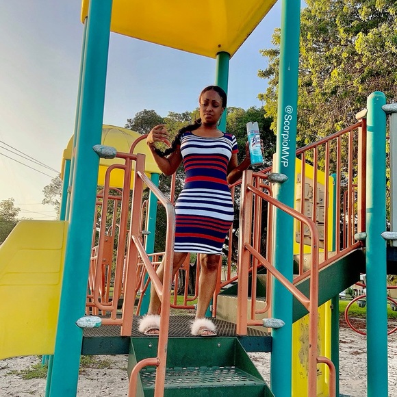 Bodycon Dress Sexy Slim Color Stripe Print - Picture 10 of 10